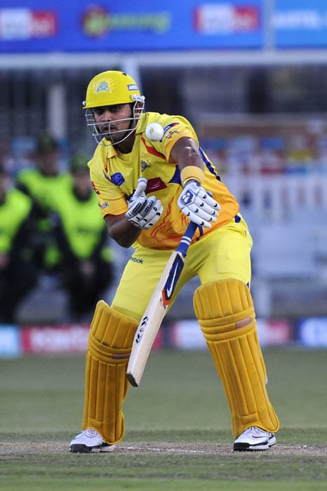Chennai Super Kings batsman Murali Vijay plays a stroke during the Champions League Twenty20 League match between Warriors and Chennai Super Kings at St. Georges park Stadium in Port Elizabeth. (AFP Photo) CLT20: Chennai vs Warriors
