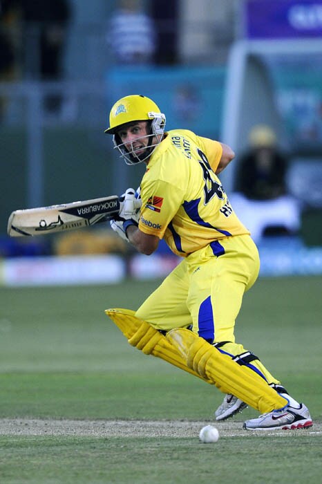 Chennai Super Kings batsman Mike Hussey plays a stroke during the Champions League Twenty20 League match between Warriors and Chennai Super Kings at St. Georges park Stadium in Port Elizabeth. (AFP Photo) CLT20: Chennai vs Warriors