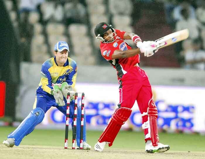 Trinidad and Tobago in action during the Champions League semi-final match against Cape Cobras at Rajiv Gandhi International Cricket Stadium, Hyderabad on Thursday. CLT20 2nd semis: T&T vs Cobras
