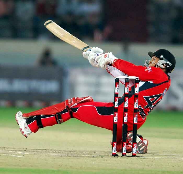 Trinidad and Tobago's WKD Perkins plays a shot during the Champions League semi-final match against Cape Cobras at Rajiv Gandhi International Cricket Stadium, Hyderabad on Thursday. CLT20 2nd semis: T&T vs Cobras