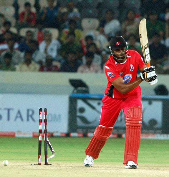 Trinidad and Tobago's KA Pollard is bowled during their Champions League T20 match against Deccan Chargers in Hyderabad. (PTI Photo) CLT20: DC vs TT