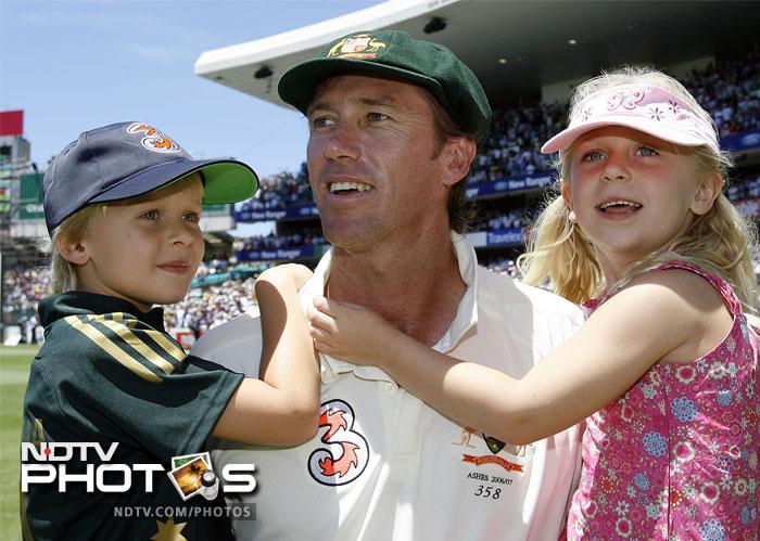 Glenn McGrath with his two children - James and Holly.