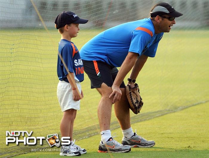 Former South Africa batsman Gary Kirsten is seen here with his son Joshua while Kirsten was still coach of the Indian national team.