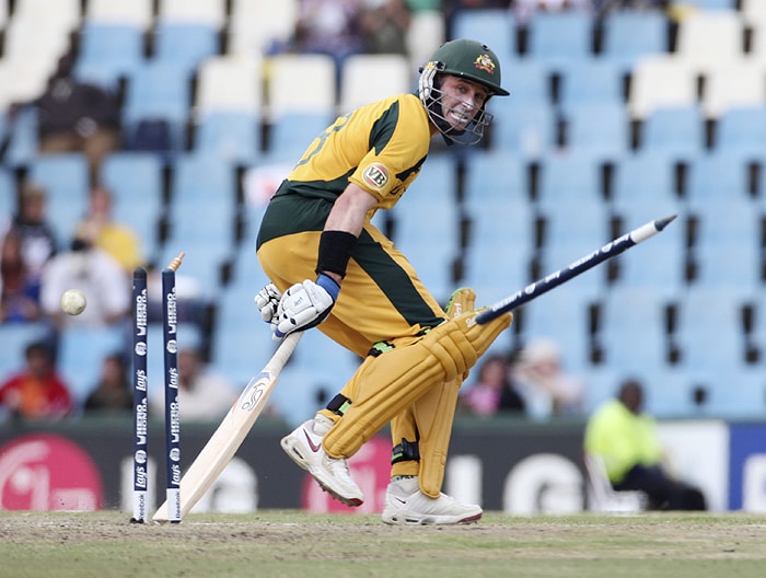 Australia's Mike Hussey reaches his crease safely during their Champions Trophy match against Pakistan at Centurion on Wednesday. (AP Photo) CT: Aus vs Pak, Match 11