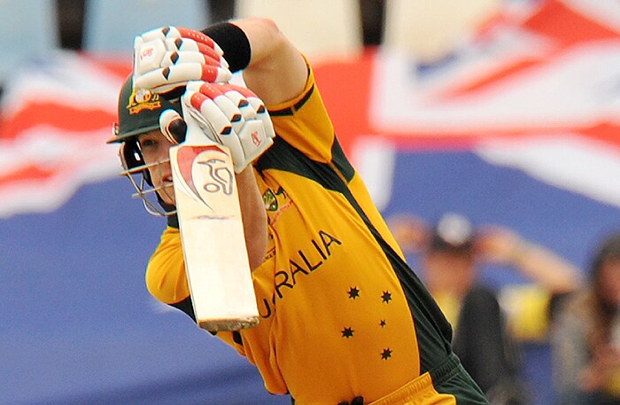 Australia's Tim Paine defends the wicket from the delivery of Pakistan's Mohammad Asif during their Champions Trophy match against Australia on Wednesday at SuperSport Park in Centurion. (AFP Photo) CT: Aus vs Pak, Match 11