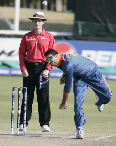 India's Yuvraj Singh bowl during a warm up match between India and New Zealand ahead of the Champions Trophy at Potchefstroom. (AP Photo) CT: Ind vs NZ warm-up tie