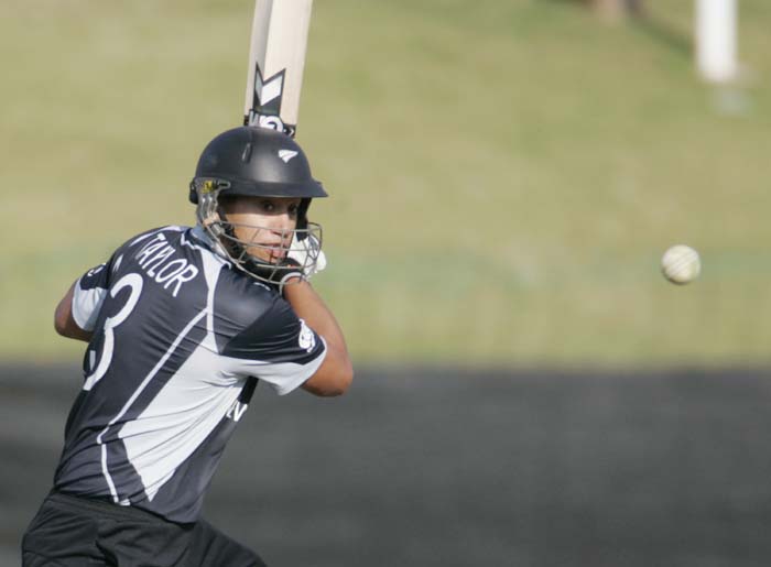 New Zealand's Ross Taylor hit the ball during a warm up match between India and New Zealand ahead of the Champions Trophy at Potchefstroom. (AP Photo) CT: Ind vs NZ warm-up tie