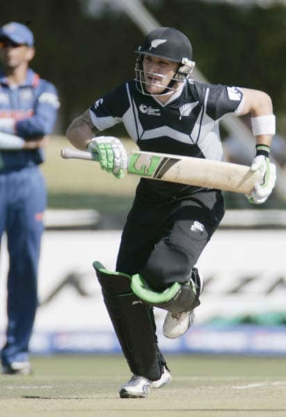 New Zealand's Brendon McCullum runs between wickets during a warm up match between India and New Zealand ahead of the Champions Trophy at Potchefstroom. (AP Photo) CT: Ind vs NZ warm-up tie