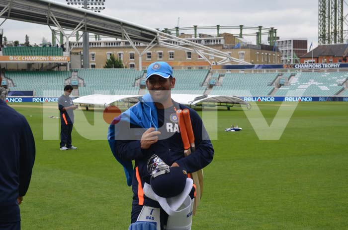 Dhoni after a good net session. ICC Champions Trophy: Team India gear up for clash against West Indies