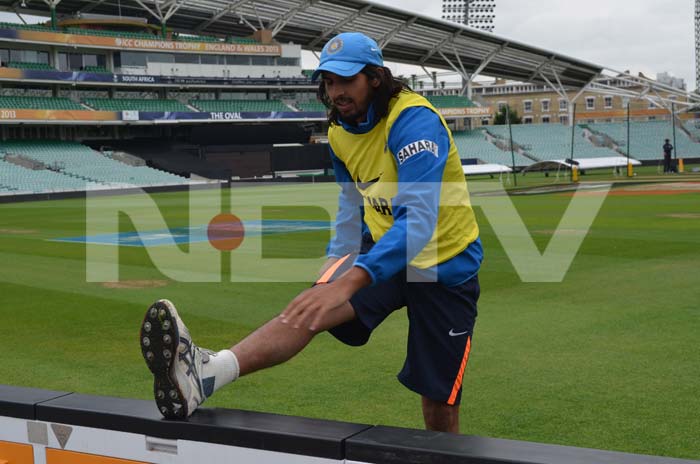 Ishant Sharma giving his limbs a loosening ahead of a net session. ICC Champions Trophy: Team India gear up for clash against West Indies