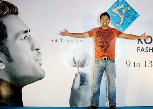 Mahendra Singh Dhoni poses at the launch of the second season of Kolkata Fashion Week in Kolkata. (PTI Photo) Dhoni's fashion statement