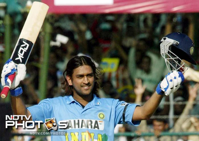The 'Long Hair' Dhoni smashing 183 against Sri Lanka. Image Courtesy: ntdv.com