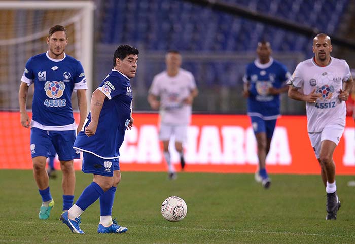 Diego Maradona shows combative side in Pope Francis' 'United for Peace'  game