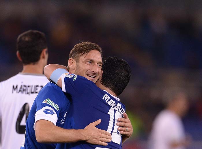 Diego Maradona shows combative side in Pope Francis' 'United for Peace' game