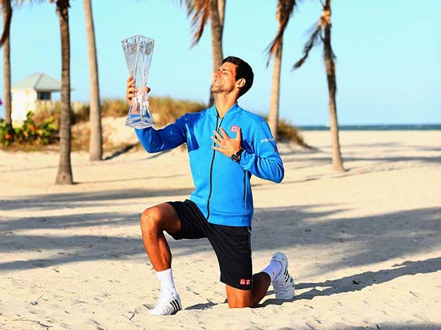 Novak Djokovic Celebrates 5th Miami Masters Title