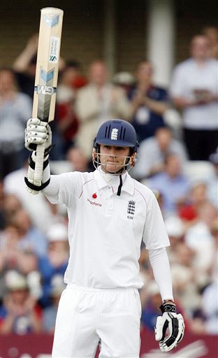 England's Stuart Broad celebrates his half century on day two during their 3rd Test match against New Zealand, at Trent Bridge Stadium in Nottingham, England on June 6, 2008. Day 2: England vs New Zealand, 3rd Test