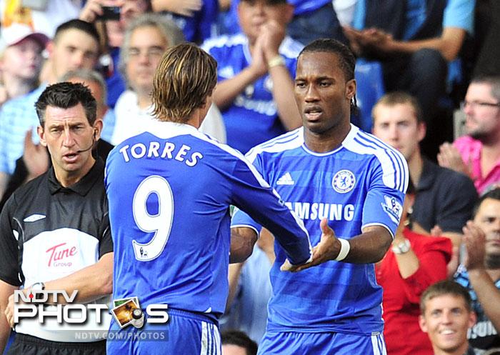 Chelsea's Spanish striker Fernando Torres is substituted for Ivorian striker Didier Drogba. (AFP Photo) EPL 2011: Match-Week 2