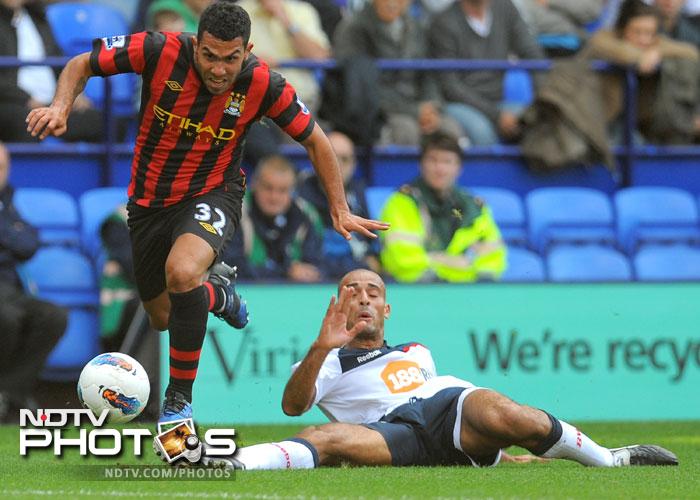 Carlos Tevez, whose transfer saga has persisted over two transfer windows came off the bench for City. (AFP Photo) EPL 2011: Match-Week 2