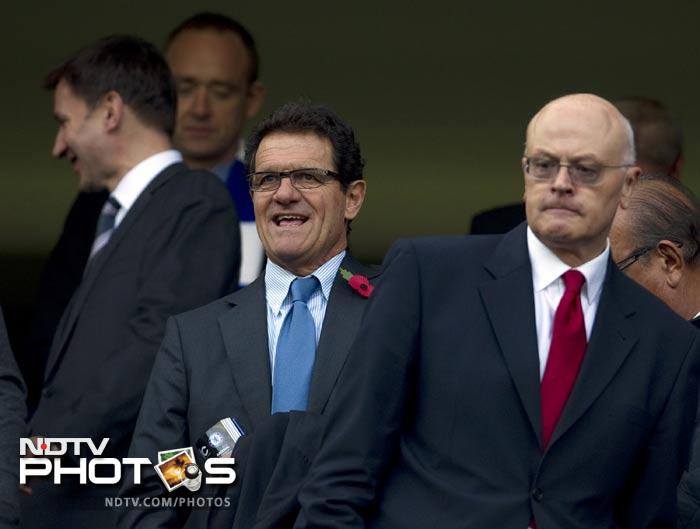 England manager Fabio Capello was at the match. (AFP Photo) EPL 2011: Match-Week 10