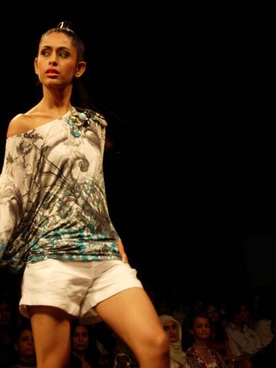 A model displaying Falguni and Shane Peacock's collection Fashion finale