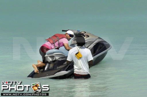 No relaxation though for Harbhajan as he can be seen here climbing onto a jet ski, all set to try his hand driving on water. (AFP Photo) Not just cricket