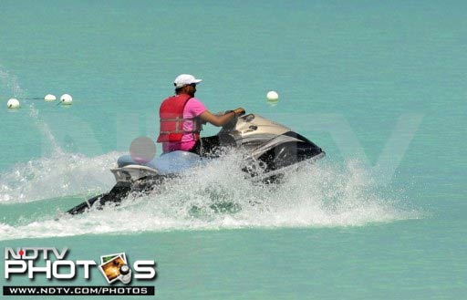 Harbjahan drives a Hummer back home but seems equally confident here as he sets off on his jet ski. (AFP Photo) Not just cricket