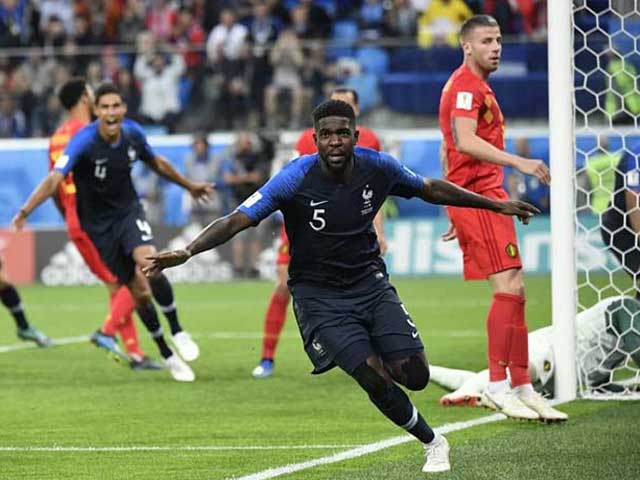 Photo : Samuel Umtiti Scores As France Edge Belgium To Reach World Cup Final