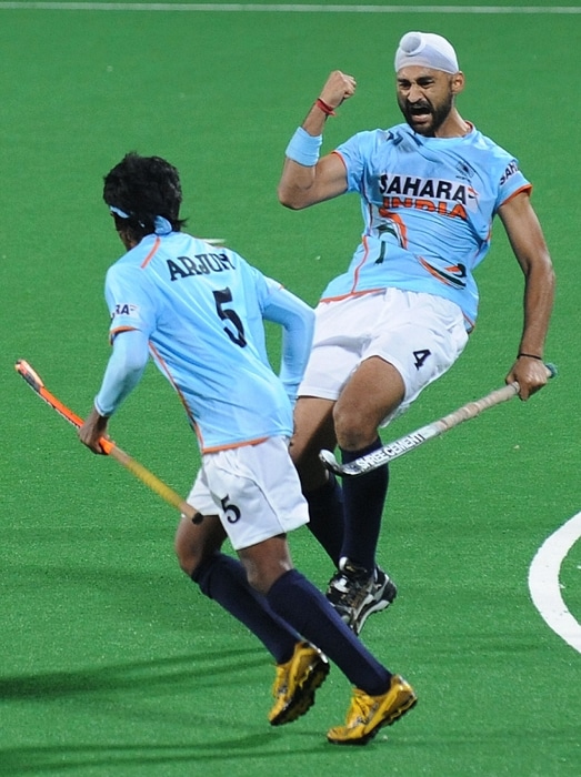 Sandeep Singh (39th) and Gurvinder Singh Chandi (43rd) scored the consolation goals for India. (AFP Photo) Spain trounce India 5-2
