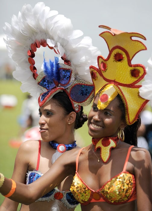 Artists jive as they watch reggae singer Shaggy perform before the opening match of the ICC World Twenty20 tournament at the Providence Stadium in Guyana. (AFP Photo) ICC WT20 opening ceremony