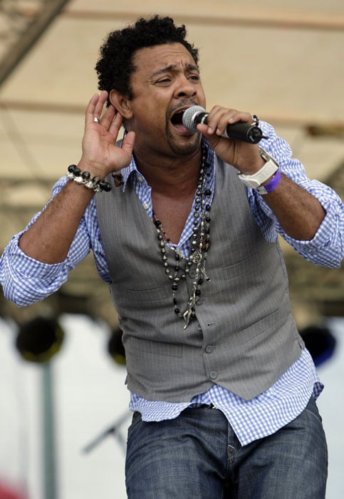Jamaican reggae artist Shaggy performs prior to the opening cricket match between New Zealand and Sri Lanka in the Twenty20 match in Georgetown. (AP Photo) ICC WT20 opening ceremony