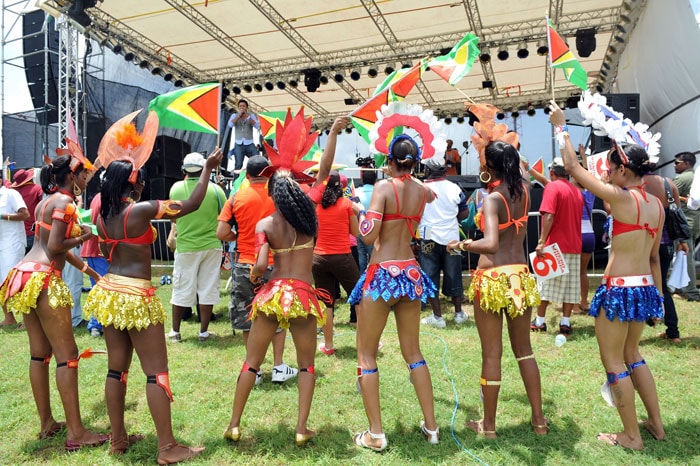 Artists jive as they watch a reggae singer perform before the opening match of the ICC World Twenty20 cricket tournament at the Providence Stadium in Guyana. (AFP Photo) ICC WT20 opening ceremony