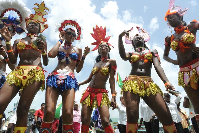 Artists perform before the opening match of the ICC World Twenty20 tournament at the Providence Stadium in Guyana. The ICC World Twenty20 takes place in the West Indies. (AFP Photo) ICC WT20 opening ceremony