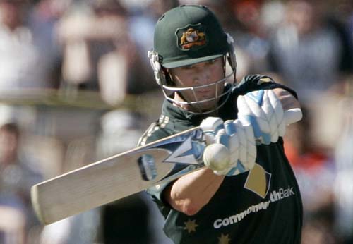 Michael Clarke pulls the ball against India in their one-day international match at the Adelaide Oval on Sunday, February 17, 2008. 7th Match: India vs Australia