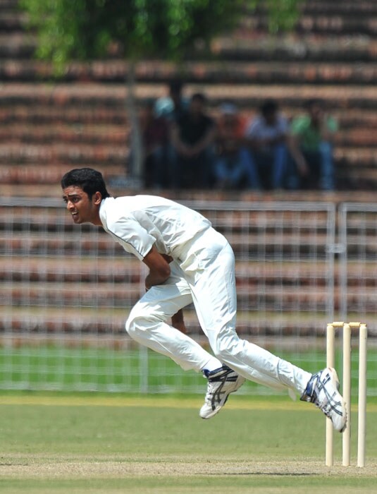 Jaydev Unadkat bowls during the first day of the three-day practice match between Australia and Indian Board President's XI in Chandigarh. (AFP Photo) Australia vs Board President's XI