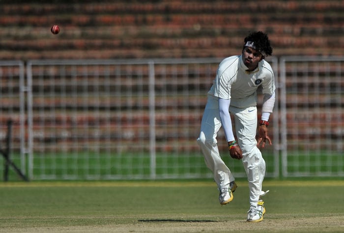 Santhakumaran Sreesanth bowls during the first day of the three-day practice match against the Indian Board President's XI in Chandigarh. (AFP Photo) Australia vs Board President's XI