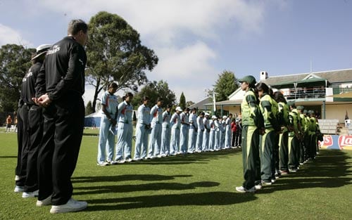 The teams and match officials observe a minute's silences for the victims of the Lahore attack earlier this week. (ICC) WWC: India vs Pakistan