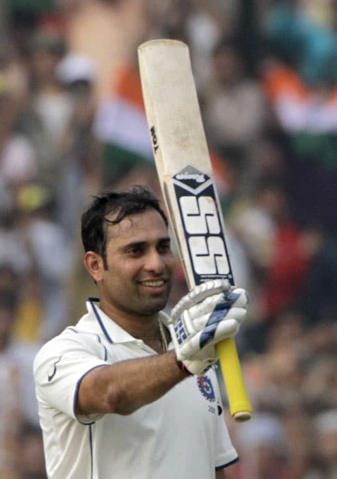 VVS Laxman acknowledges the crowd after scoring a century during the third day of the second Test match against South Africa in Kolkata on Tuesday. (AP Photo) India vs SA: 2nd Test, Day 3