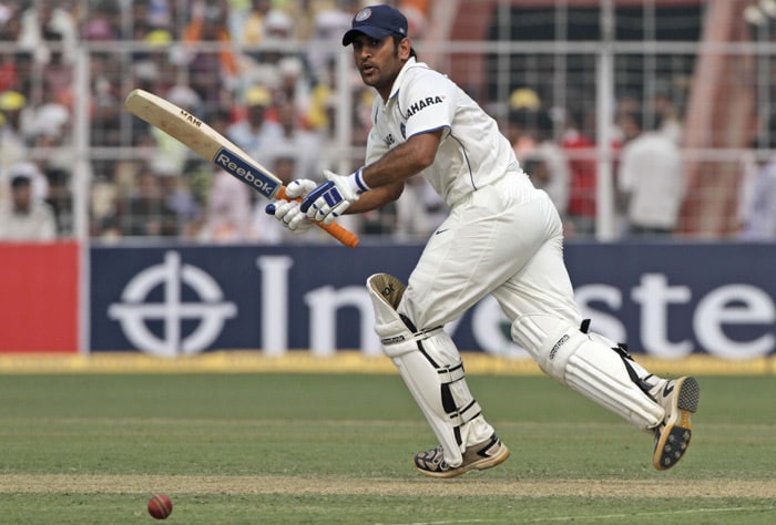 Mahendra Singh Dhoni takes a run during the third day of the second Test match against South Africa in Kolkata on Tuesday. (AP Photo) India vs SA: 2nd Test, Day 3