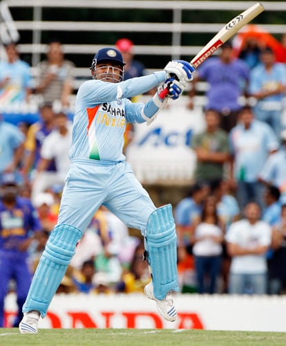 Virender Sehwag in action during their One-Day cricket international against Sri Lanka in Canberra on Tuesday, February 12, 2008. 5th Match: India vs Sri Lanka