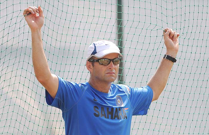 Indian coach Gary Kirsten watches during a training session on the eve of the first Test against Sri Lanka in Ahmedabad on Sunday. (AFP Photo) India, Lanka gear up for Tests