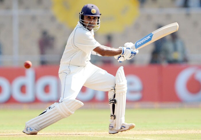 Mahela Jayawardene bats on the third day of the first Test between India and Sri Lanka at the Motera stadium in Ahmedabad. (AFP Photo) India vs SL: 1st Test, Day 3