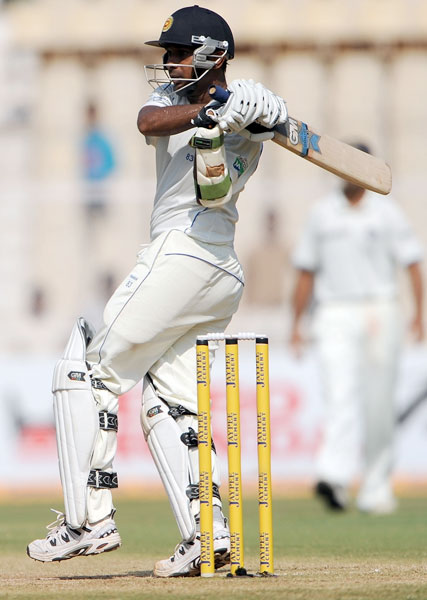 Prasanna Jayawardene bats on the third day of the first Test between India and Sri Lanka at the Motera stadium in Ahmedabad. (AFP Photo) India vs SL: 1st Test, Day 3