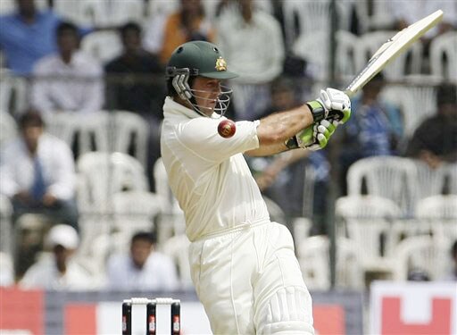 Ricky Ponting misses as he plays a ball of Ishant Sharma on the first day of the first Test between India and Australia in Bangalore. India vs Australia: 1st Test, Day 1