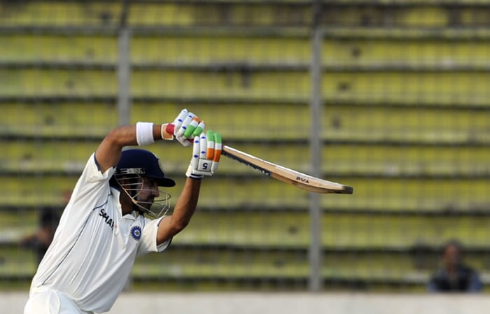 Gautam Gambhir plays a shot during the first day of the second Test at The Sher-e Bangla National Stadium in Dhaka. (AFP Photo) Ind vs B'desh: 2nd Test, Day 1