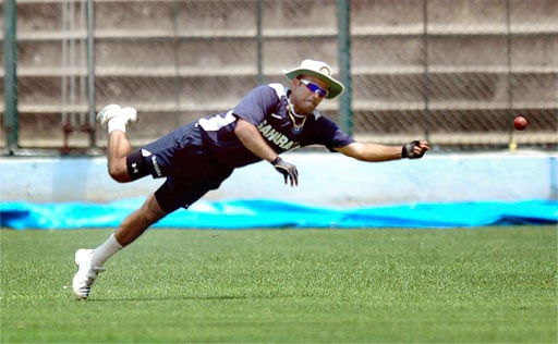 Virender Sehwag during a training session ahead of the Australian series at Chinnaswamy Stadium in Bangalore. (PTI Photo) Indian players at conditioning camp