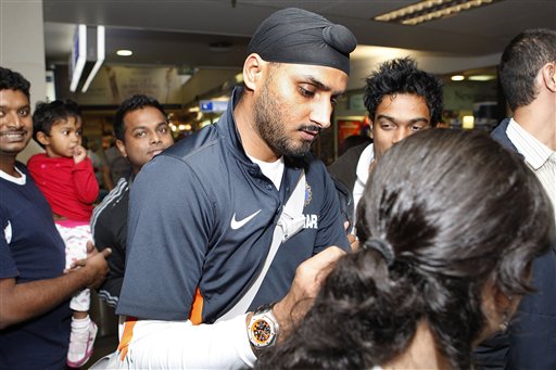 Harbhajan Singh arrives at Christchurch airport on Friday, February 20, 2009 India. will play three Test matches, five one-day internationals and two twenty20 matches during the cricket tour of New Zealand. (AP Photo) India arrive in New Zealand