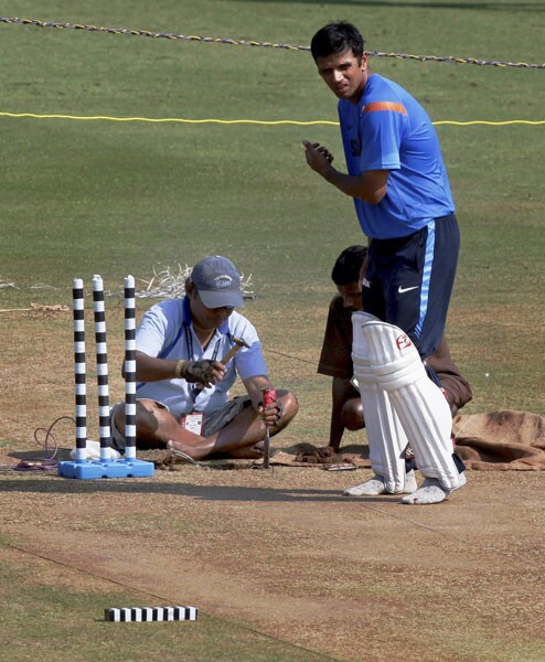 Rahul Dravid during a practice session ahead of the third Test match between India and Sri Lanka in Mumbai. (PTI Photo) India warm up for 3rd Test
