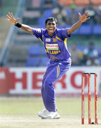 Thilan Thushara unsuccessfully appeals for the wicket of Mahendra Singh Dhoni during the final ODI match between India and Sri Lanka in Colombo on Sunday. (AP Photo) 5th ODI: India vs Sri Lanka