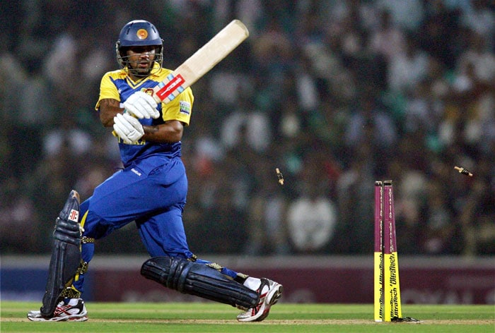 Chamara Kapugedera clean bowled by Ashish Nehra during the T20 match in Nagpur. (PTI Photo) 1st T20: India vs SL
