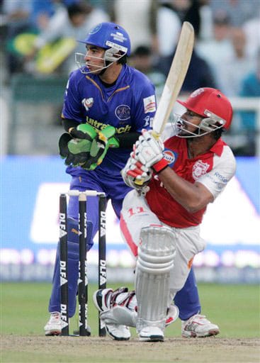 Kumar Sangakkara plays a shot during the game against the Rajasthan Royals at the Indian Premier League Twenty20 match in Cape Town. (AP Photo) Match 15: MOH vs JAI